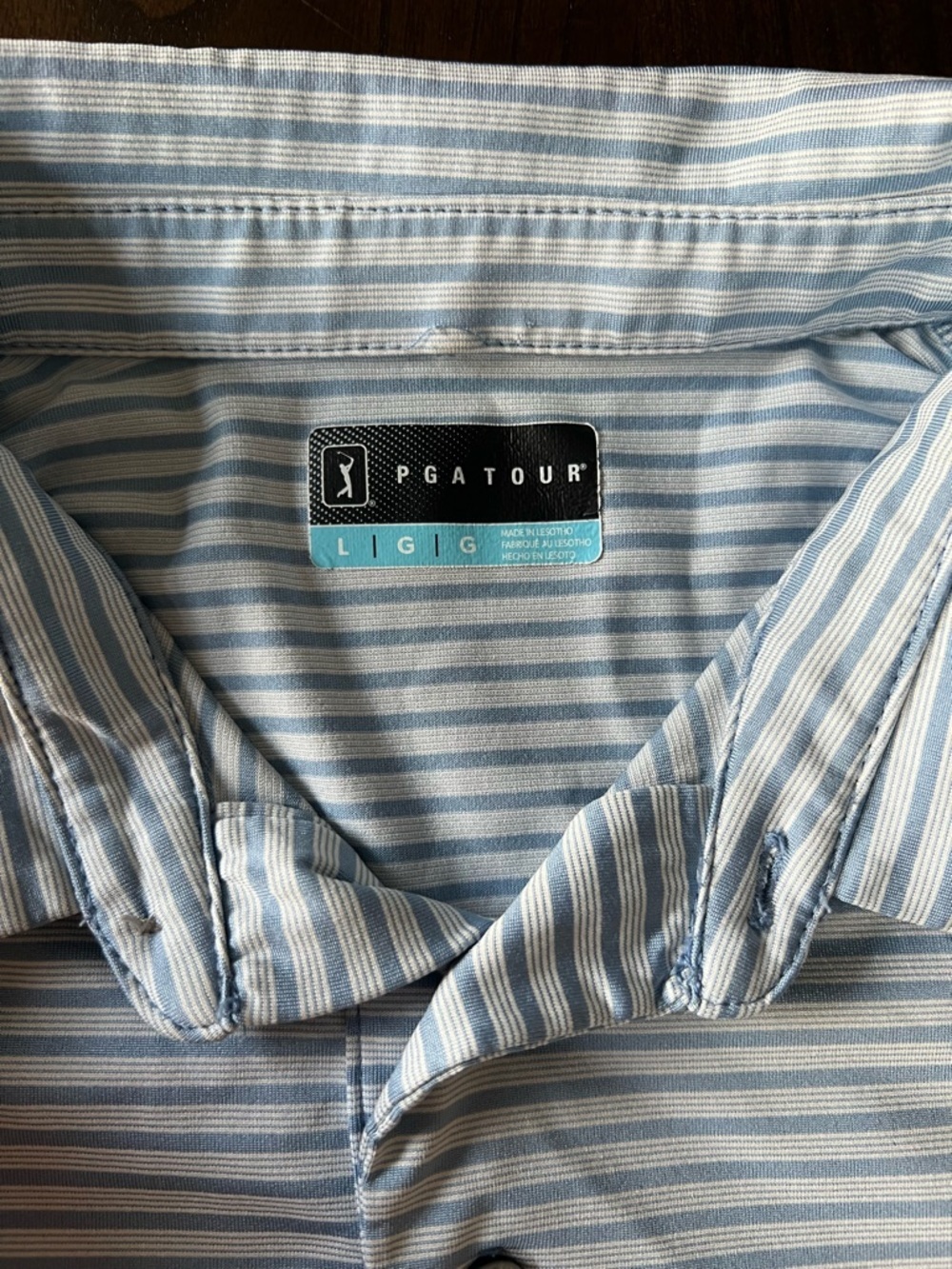 Men's PGA Light Blue Striped Golf Shirt - L - Picture 4 of 7